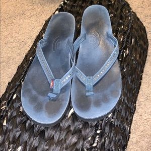 Women’s size large blue with crystals straps